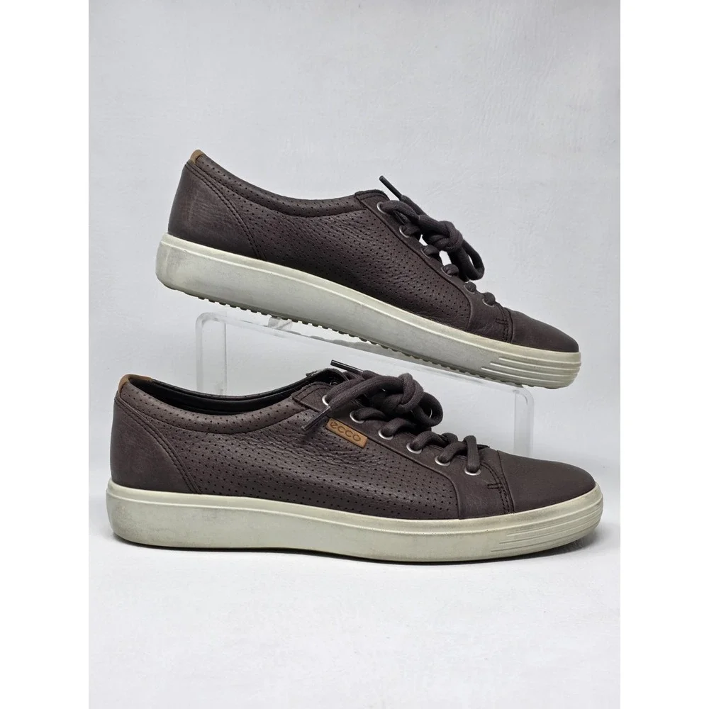 Ecco Soft 7 Perf Tie Sneaker Lace Up Brown Leather Men Size EU 43 US 9 Pre-owned